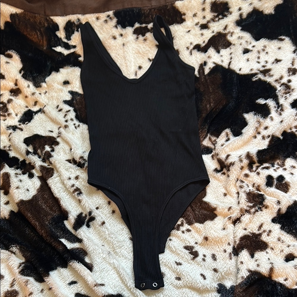Black Bodysuit with Scoop Neckline
